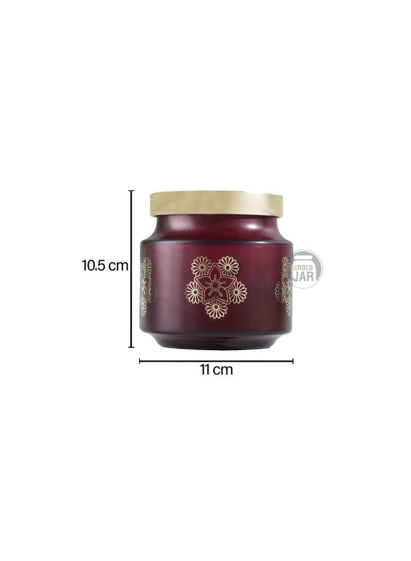 CROCO JAR Premium Color Coated & Printed Design 600 ML REJOICE TR BURGANDY MARRY GOLD DESIGN WITH GOLDEN CAP-6 PCS - Image 3