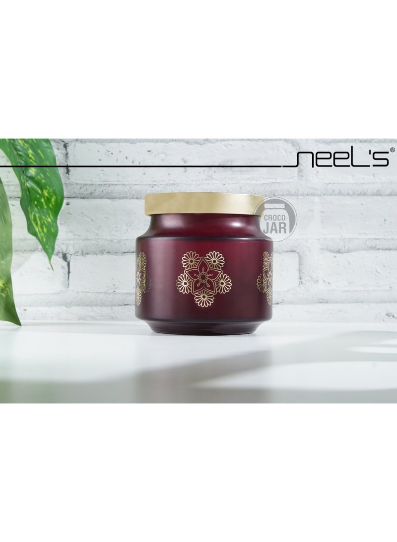 CROCO JAR Premium Color Coated & Printed Design 600 ML REJOICE TR BURGANDY MARRY GOLD DESIGN WITH GOLDEN CAP-6 PCS - Image 2