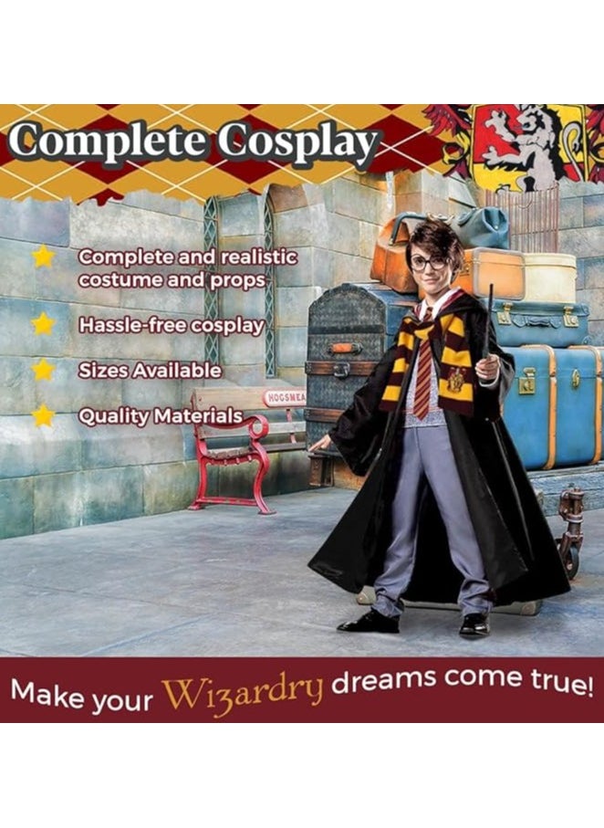 Home Smart Home Smart Wizard Party Costume Kids 5PC With Magic Wand Scarf Glasses Tie And Scarf For Boys Girls Kids and Adults  - Image 5