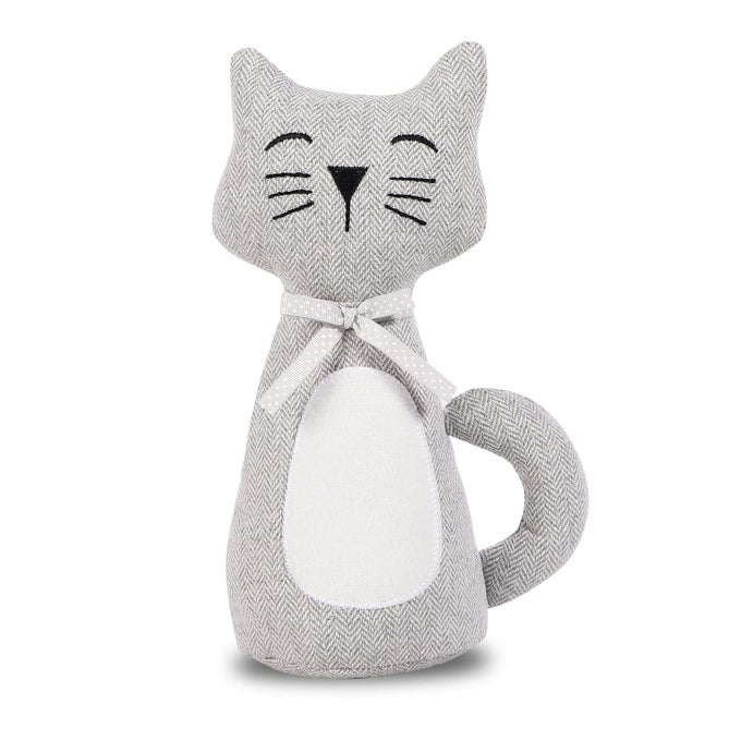 CUTE DECORATIVE DOOR STOPPER FOR HOME AND OFFICE FLOOR DOOR STOPS FABRIC ANIMAL WEIGHTED HEAVY WALL PROTECTORS GRAY CAT