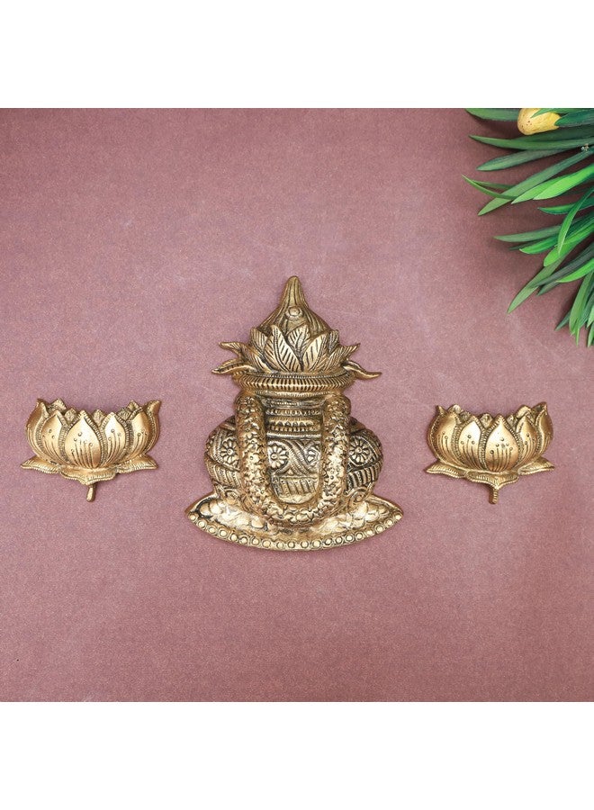 The Advitya The Advitya Brass Wall Hanging |Wall Decoration Decorative Item for Home Decor Living Room Pooja Room Mandir Office Diwali Festival Spiritual Gift (Kalash & Lotus Wall Hanging)  - Image 4