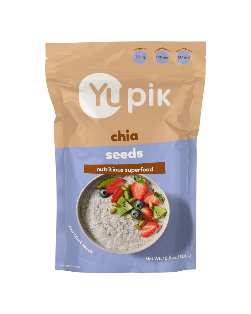 Yupik Raw Black Chia Seeds, 10.6 Oz, Gluten-Free, Kosher, Natural Plant-Based Seeds, Superfood, Source of Omega-3 and Magnesium, Rich in Fiber, Gels Easily - Image 1