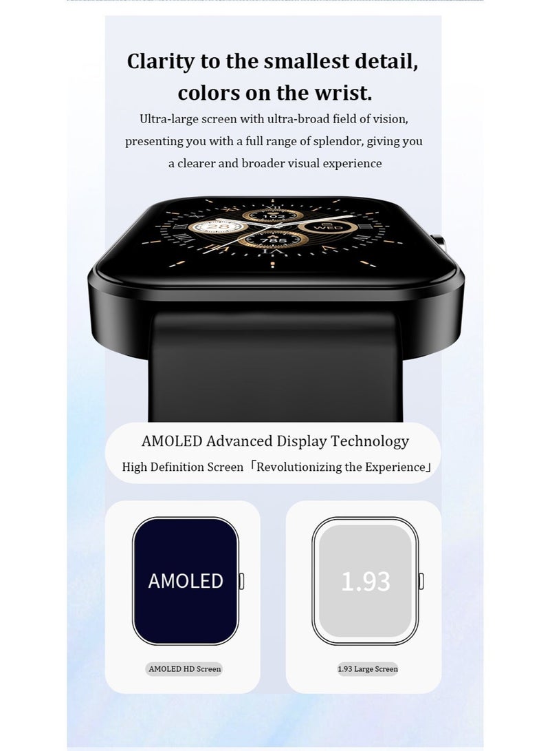 io suite iOsuite 1.93” AMOLED X43 Smart Watch with Bluetooth Calling, Heart Rate & Sleep Monitoring, Fitness Tracker, IP68 Waterproof, HD Display, Compatible with Android & iOS Smartphones – Black - Image 5