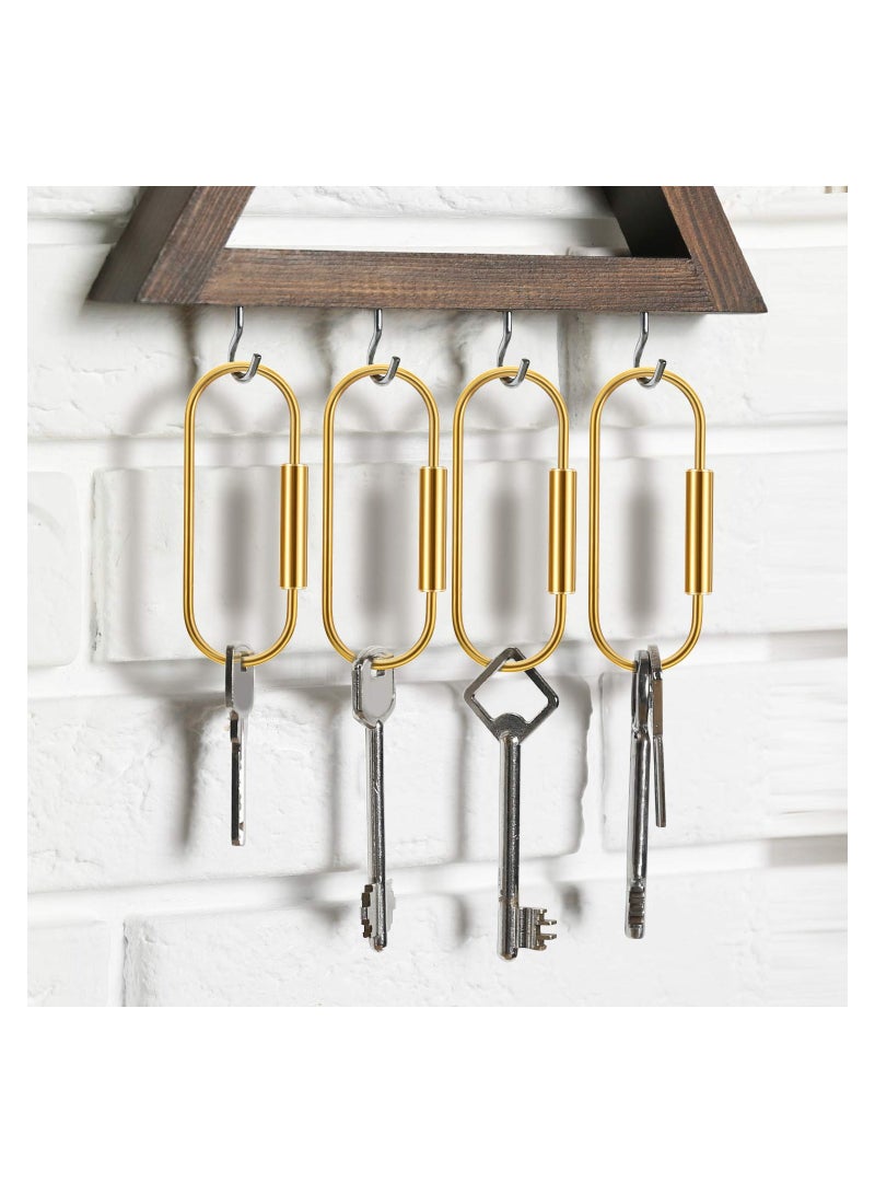 SOLARAE Brass Key Ring Gold Screw Lock Clip Key Ring Chain Durable Simple Brass Keychain Holder Car Keychain Brass Key Holder Car Keychain Accessories with Key Ring - Image 4