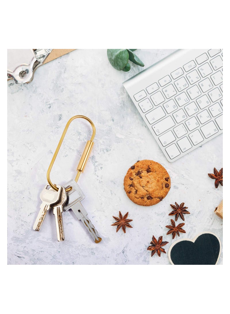 SOLARAE Brass Key Ring Gold Screw Lock Clip Key Ring Chain Durable Simple Brass Keychain Holder Car Keychain Brass Key Holder Car Keychain Accessories with Key Ring - Image 2