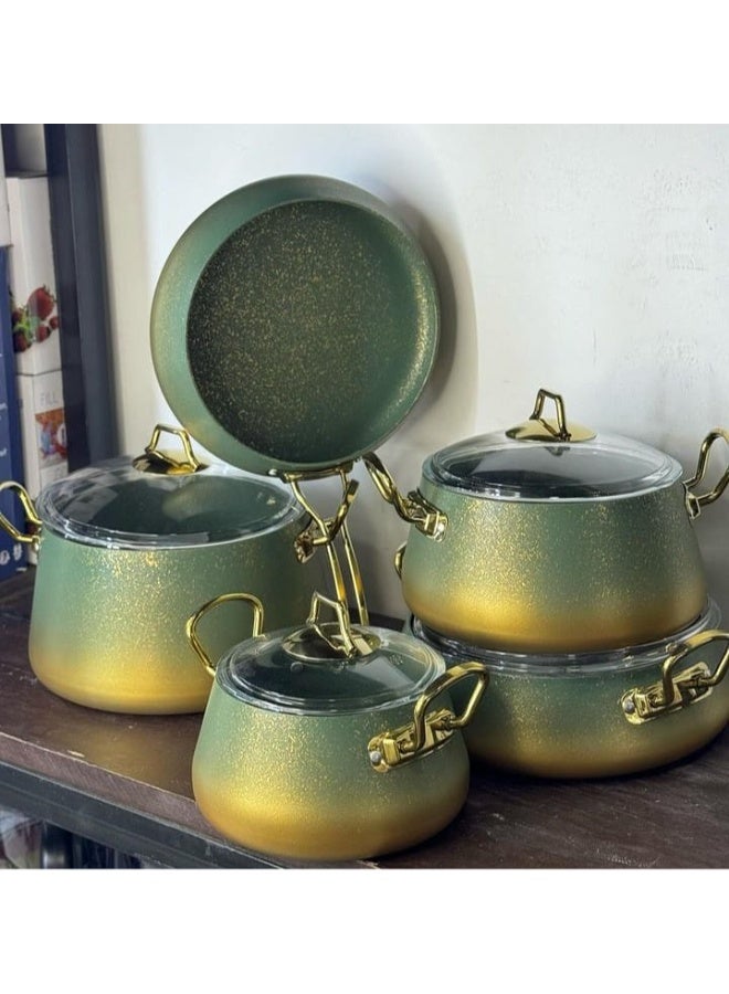 او ام اس طقم أواني طهي أوربت جرانيت أخضر مكون من 9 قطع 3042 - Image 2