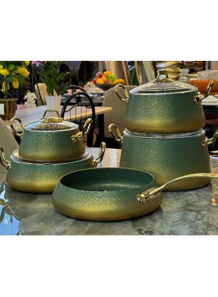 او ام اس طقم أواني طهي أوربت جرانيت أخضر مكون من 9 قطع 3042 - Image 1