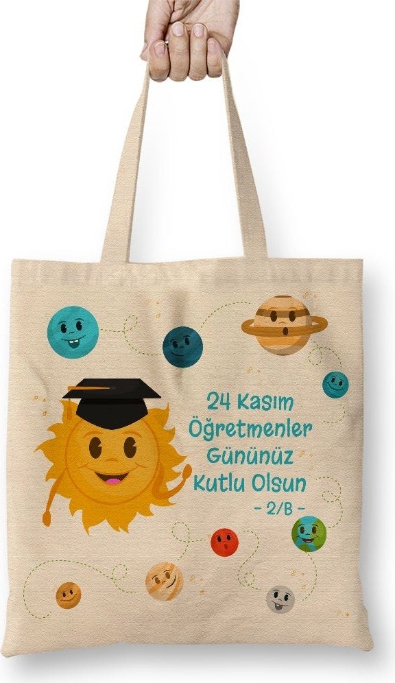 Baskı Dükkanı Print Shop November 24 Special Teachers' Day Cloth Bag Long Handle