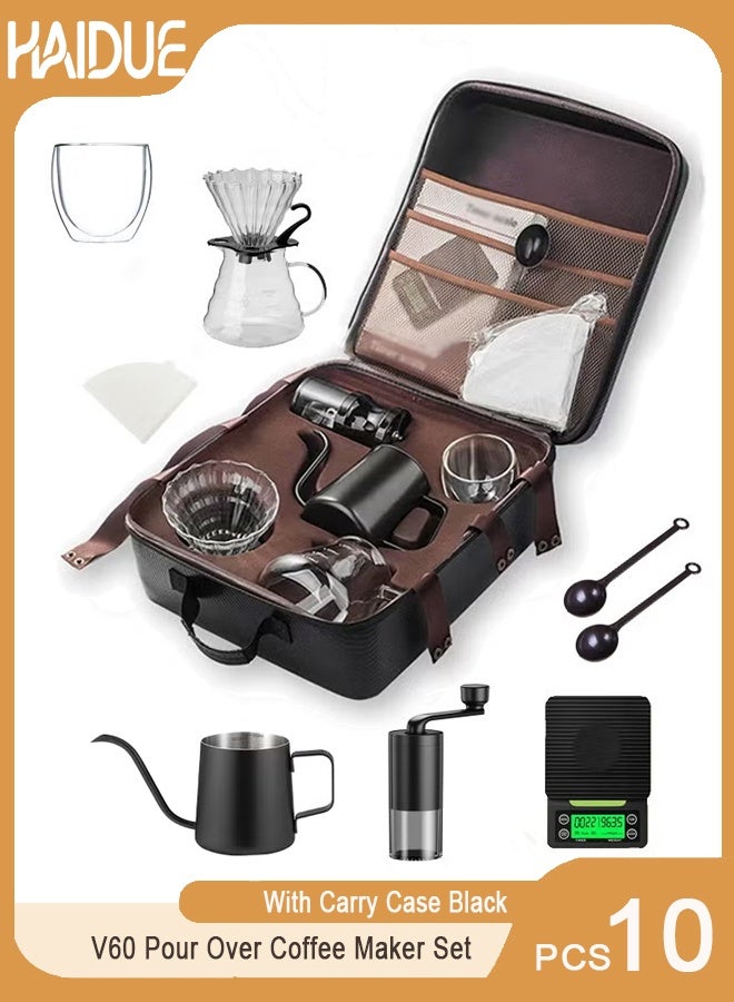 Haidue V60 Pour Over Coffee Maker Set With Carry Case Black 600ml - Image 1