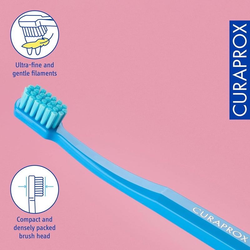 CURAPROX CS Kids Toothbrush - For Children 4-12 Years / Ultra Soft Gentle Cleaning | 5,500 Curen Filaments / Blue / Single Pack / Made in Switzerland - Image 2