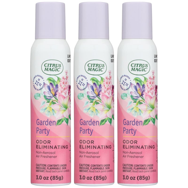 Citrus Magic Limited Edition Odor Eliminating Air Freshener Spray, Garden Party, 3-Ounce, Pack of 3 - Image 1
