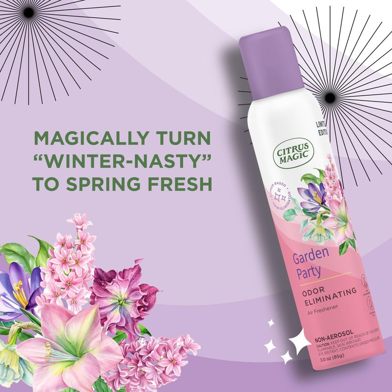 Citrus Magic Limited Edition Odor Eliminating Air Freshener Spray, Garden Party, 3-Ounce, Pack of 3 - Image 2