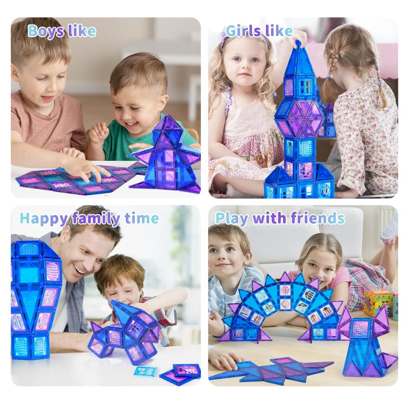MAGBLOCK 102Pcs Magnetic Tiles Magnetic Toys Magnet Building Tiles Building Blocks for 3 4 5 6 7 8 Years Old Girls and Boys Birthday Gifts Preschool STEM Educational Toys - Image 2