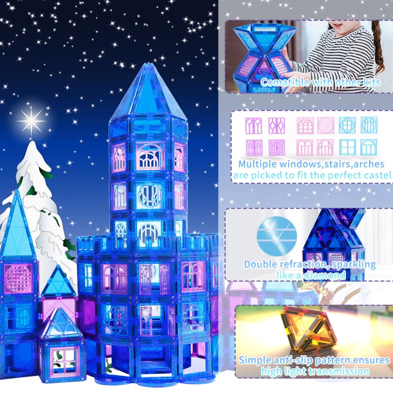 MAGBLOCK 102Pcs Magnetic Tiles Magnetic Toys Magnet Building Tiles Building Blocks for 3 4 5 6 7 8 Years Old Girls and Boys Birthday Gifts Preschool STEM Educational Toys - Image 3