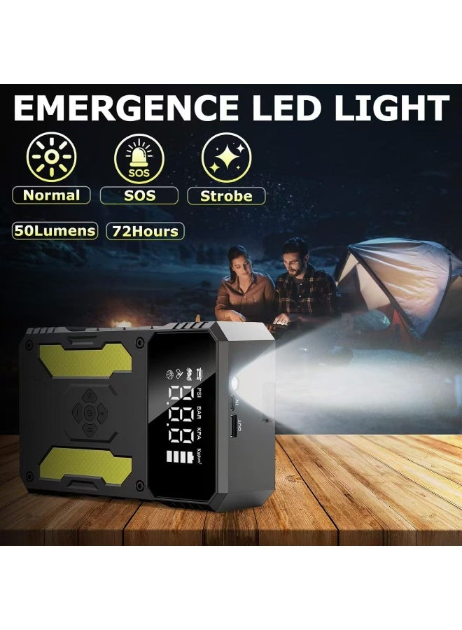 4 في 1 مشغل بطارية سيارة مع ضاغط هواء 150PSI – باور بانك محمول وكشاف LED متعدد الوظائف 22200mWh - Image 3