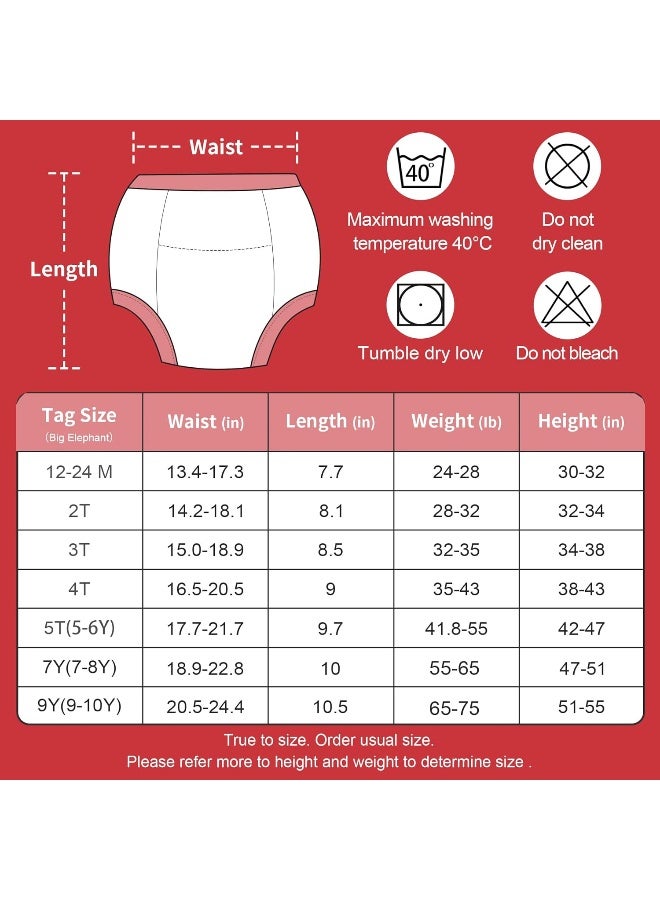 BIG ELEPHANT بانتس تدريب الأطفال من بيغ إليفانت 10 عبوات للبنات والأولاد، 100% قطن ماص للعرق لتدريب الأطفال الصغار - Image 3