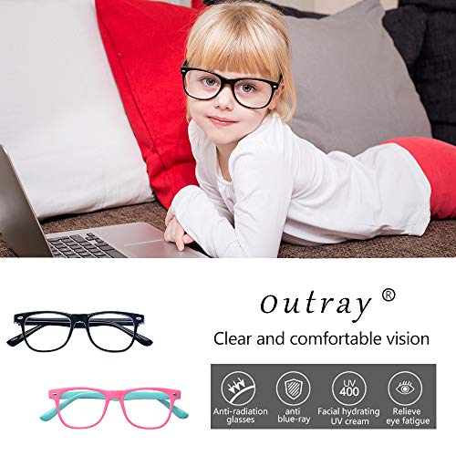 Outray Kids Computer Blue Light Blocking Glasses for Boys and Gilrs Age 3-12 Anti Eyestrain (Set Black+Green, 46) - Image 5