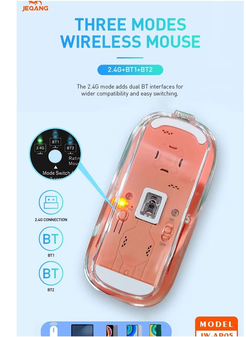 JEQANG Wireless Mouse BT Three Mode Cordless Orange AP-05
