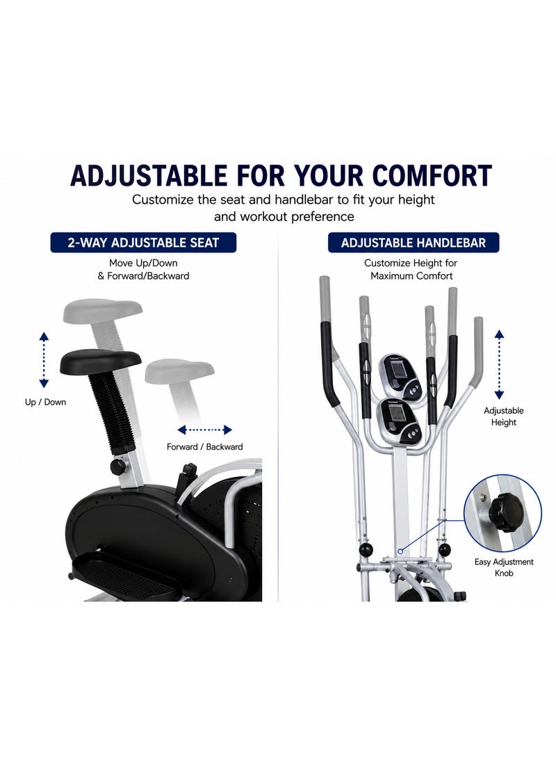 Sky Land Exercise Bike for Home, Elliptical Orbitrek Cross Trainer with Adjustable Resistance, LCD Monitor, Full-Body Cardio Fitness Machine - Image 4