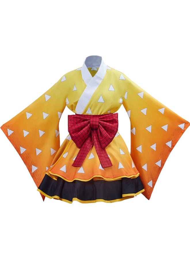 NIBEMINENT Inosuke's female cosplay costume, Demon Slayer Cosplay maid dress, Halloween role-playing kimono - Image 1