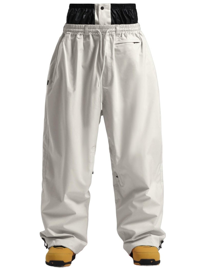 GSOU SNOW Mens Snow Pants Women Baggy Snowboard Pants Loose Fit Insulated Windproof Waterproof for Ski Hiking Winter Outdoor Off-white - Image 1