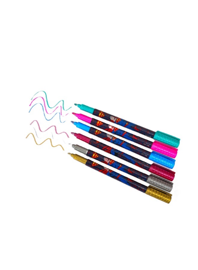 Warner Bros. Superman Super Power Metallic Marker 6Pcs Set - Image 4