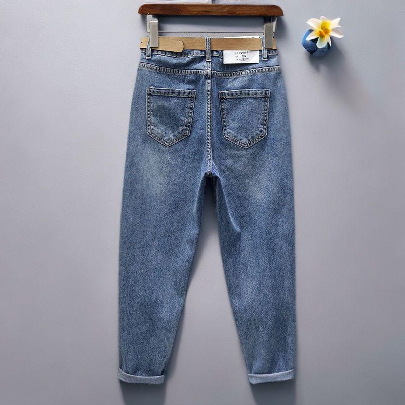 Upscale Blue Harlan Jeans Summer Women'S Loose High Waist Slimming Elastic Carrot Pants For Small - Image 3