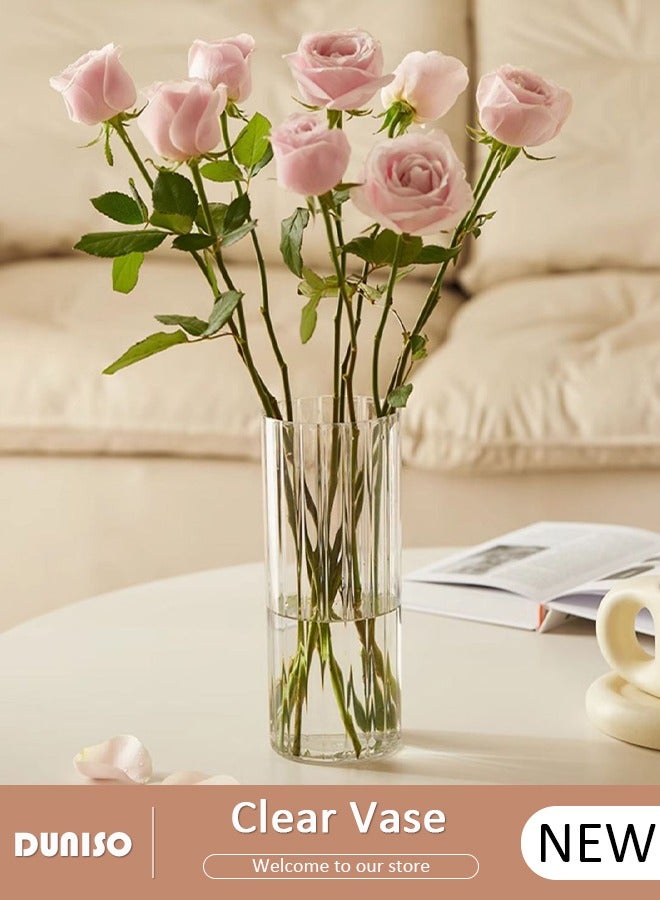DUNISO Creative Clear Vase for Flowers, Hydroponic Plant Desktop Ornament, Artistic and Cultural Flavor Glass Vases for Centerpiece Table Home Indoor Desk Decor  - Image 1