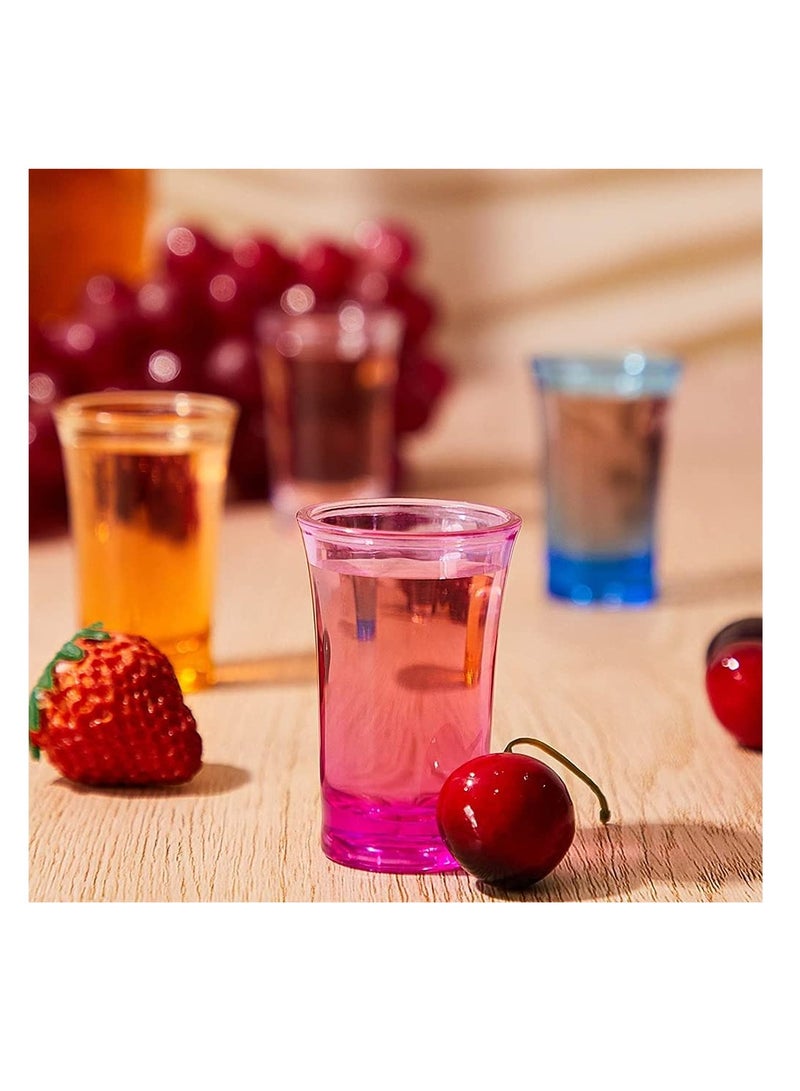 SYOSI Acrylic Cups, 12 Pieces Shots Colorful Shot Glasses 1.2-Ounce Heavy Base Plastic Tumblers Drinking Glasses for Poolside Party, Stackable, Easy to Clean ( Blue, Purple, Yellow ) - Image 2