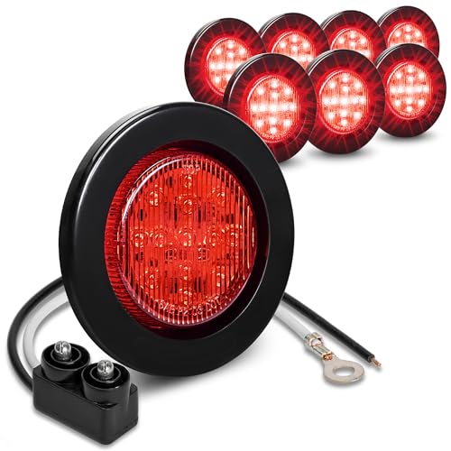 ONLINE LED STORE TRUE MODS 8pc 2.5" 12V Red Round LED Clearance Side Marker Lights [DOT FMVSS 108] [SAE P2] [Reflector Lens] [Grommet & Plugs] [Flush-Mount] [Waterproof IP67] Rear Lamp for Boat Trailer Semi Truck RV - Image 1