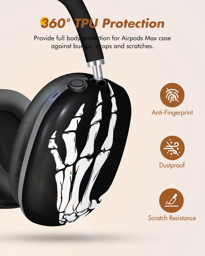 Joyleop for Airpods Max Case - Cool Durable Hard for AirPods Max Covers, Fun Protective Headphones Case with Unique Design, Pretty Essential Accessories for Headphones, Skeleton Hand - Image 2