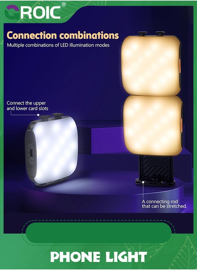 GROIC - Retractable Phone Light, 3 Light Modes, 13 RGB Portable Selfie Light，Rechargeable for iPhone，Phone, iPads, Laptops Selfies, TiKTok, Volg, Makeup, Video Conferencing - Image 1
