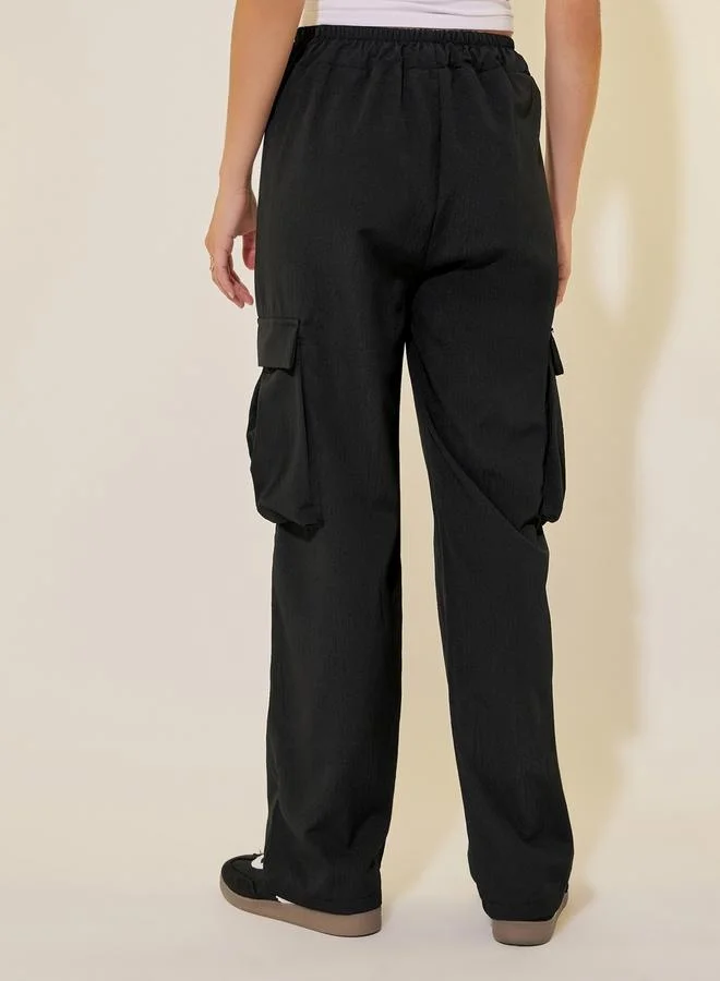 Take Two Solid Mid Rise Regular Fit Cargo Pants