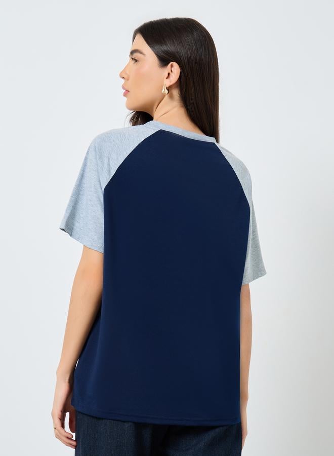 Take Two Slogan Print Raglan Sleeve Oversized T-Shirt - Image 4