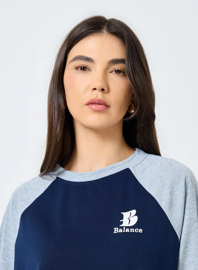 Take Two Slogan Print Raglan Sleeve Oversized T-Shirt
