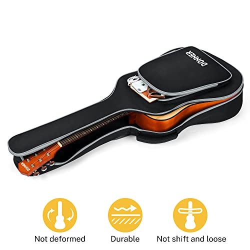 Donner 40 41 Inch Acoustic Guitar Case, 5 mm Thick Padding Sponge 600D Ripstop Waterproof Nylon Soft Acoustic Guitar Bag with Dual Adjustable Shoulder Strap and Thick Sponge Handle, Black - Image 5