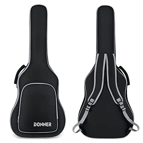 Donner 40 41 Inch Acoustic Guitar Case, 5 mm Thick Padding Sponge 600D Ripstop Waterproof Nylon Soft Acoustic Guitar Bag with Dual Adjustable Shoulder Strap and Thick Sponge Handle, Black - Image 1
