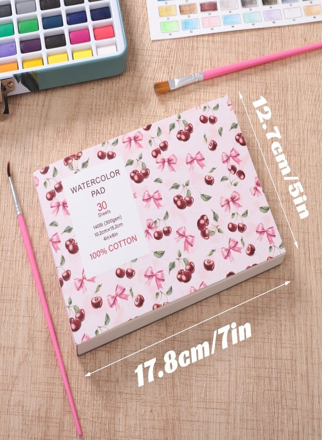 Prudiut 30 Sheets Watercolor Paper Pad with 2 Pcs Watercolor Brush, 140 lb/300 GSM Watercolor Paper Cold Press Tearable Water Color Pad for Art Painting, Drawing, Mixed Media(4x6 Inch) - Image 2