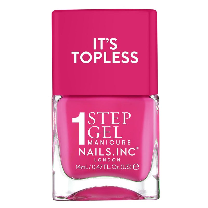 Nails Inc It's Topless Gel Nail Polish, 4-in-1 Base Coat, Treatment, Color & Top Coat, Long Lasting, Strong, Chip Free Nails, Glossy Salon Quality Manicure At Home, Vegan, Cruelty Free, Shade Olivia
