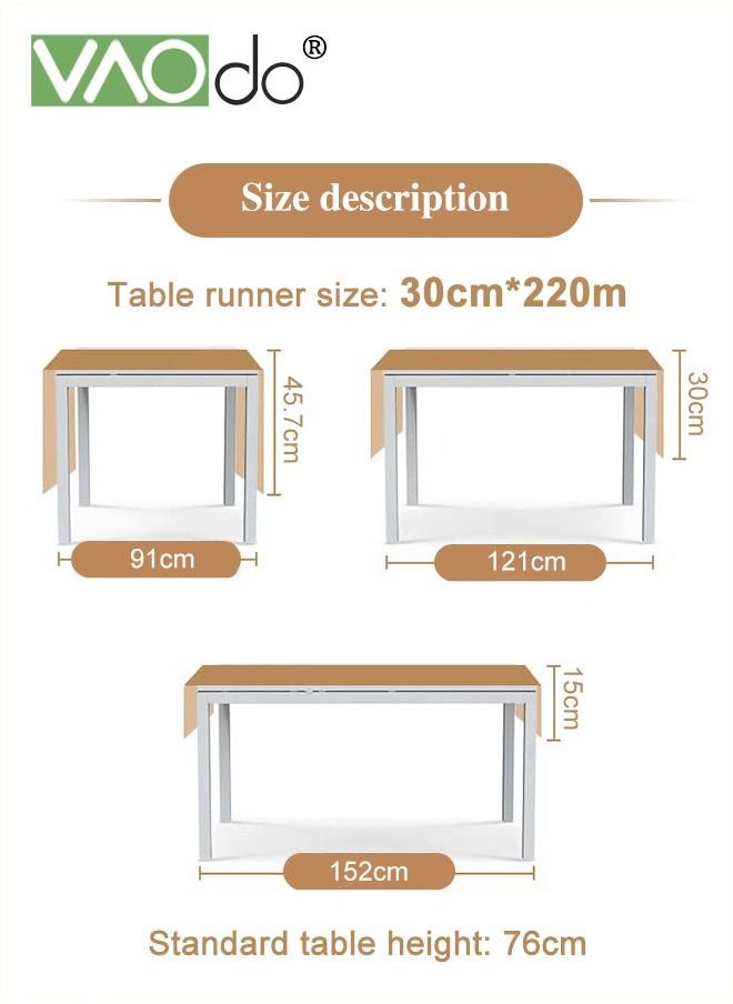 VAOdo - Boho Table Runner for Home Decor Long Farmhouse Rustic Table Runner Cream & Brown Macrame Table Runner with Tassels for Boho Dining Bedroom Decor Rustic Bridal Shower 30*220CM - Image 1
