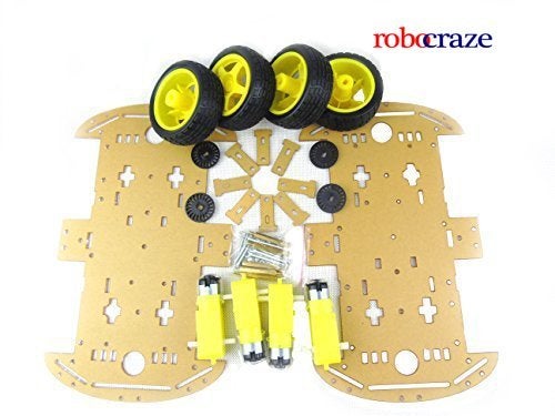 Robocraze DIY 4-Wheel Drive Robot Smart Car Chassis Kits with Speed Encoder for RC Car | 4WD Double Layer DIY Smart Car Plastic Chassis Kit (Longer Version) - Image 3