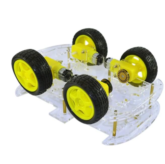 Robocraze DIY 4-Wheel Drive Robot Smart Car Chassis Kits with Speed Encoder for RC Car | 4WD Double Layer DIY Smart Car Plastic Chassis Kit (Longer Version) - Image 4