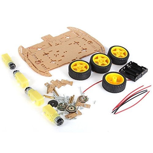 Robocraze DIY 4-Wheel Drive Robot Smart Car Chassis Kits with Speed Encoder for RC Car | 4WD Double Layer DIY Smart Car Plastic Chassis Kit (Longer Version) - Image 2