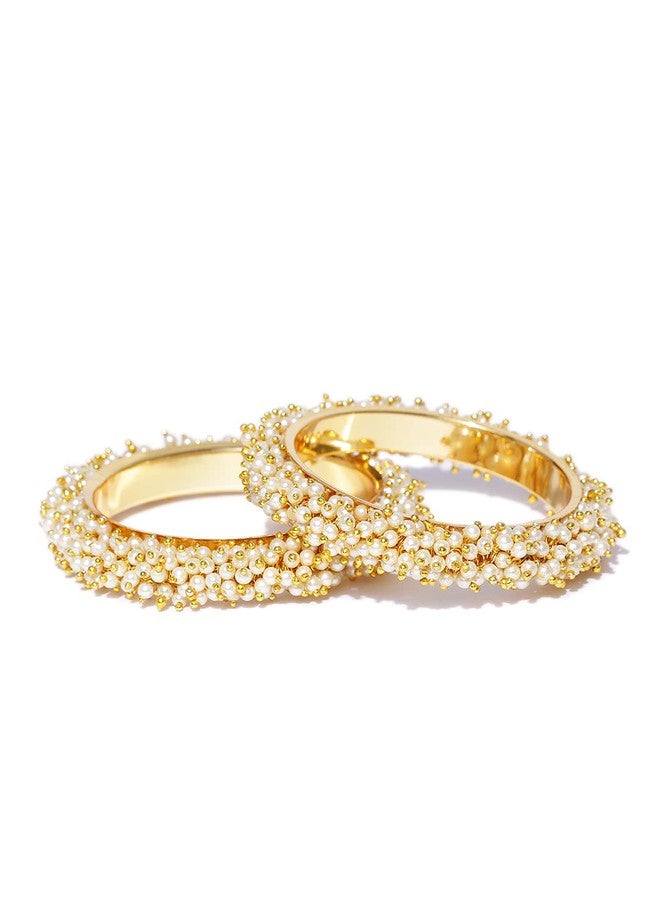 YouBella Jewellery Traditional Pearl Studded Gold Plated Bangles for Women and Girls (2.4) - Image 3