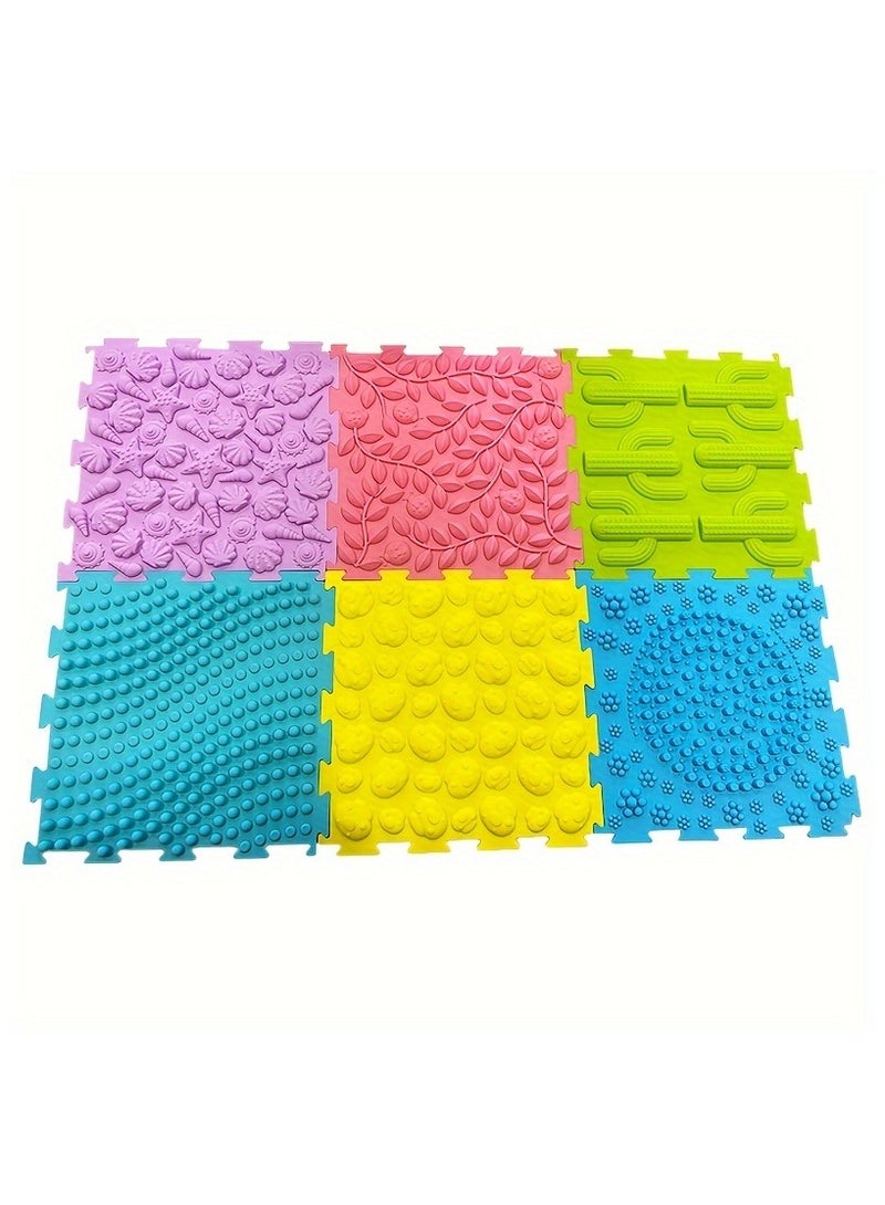 XiuWoo 6 in 1 Set Youngsters Silicone Interlocking Floor Mats, Silicone Mats for Floor Youngsters with Edgings, Soft Anti-Slip Puzzle Area Mat Playmat, Youngsters Play Mat, 25cm*25cm Square for Room Flat - Image 3