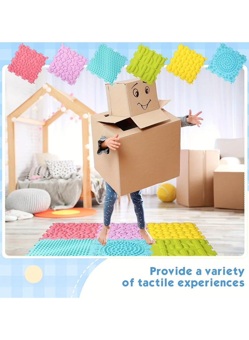 XiuWoo 6 in 1 Set Youngsters Silicone Interlocking Floor Mats, Silicone Mats for Floor Youngsters with Edgings, Soft Anti-Slip Puzzle Area Mat Playmat, Youngsters Play Mat, 25cm*25cm Square for Room Flat - Image 5