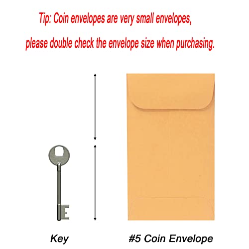 Xxcxpark 500 PCS #5 Coin Envelopes, 3.125 x 5.5 inches Brown Kraft Envelopes Classic Small Parts Envelopes with Self Adhesive Gummed Flap for Coins, Cash, Credit Cards, Seeds - Image 2