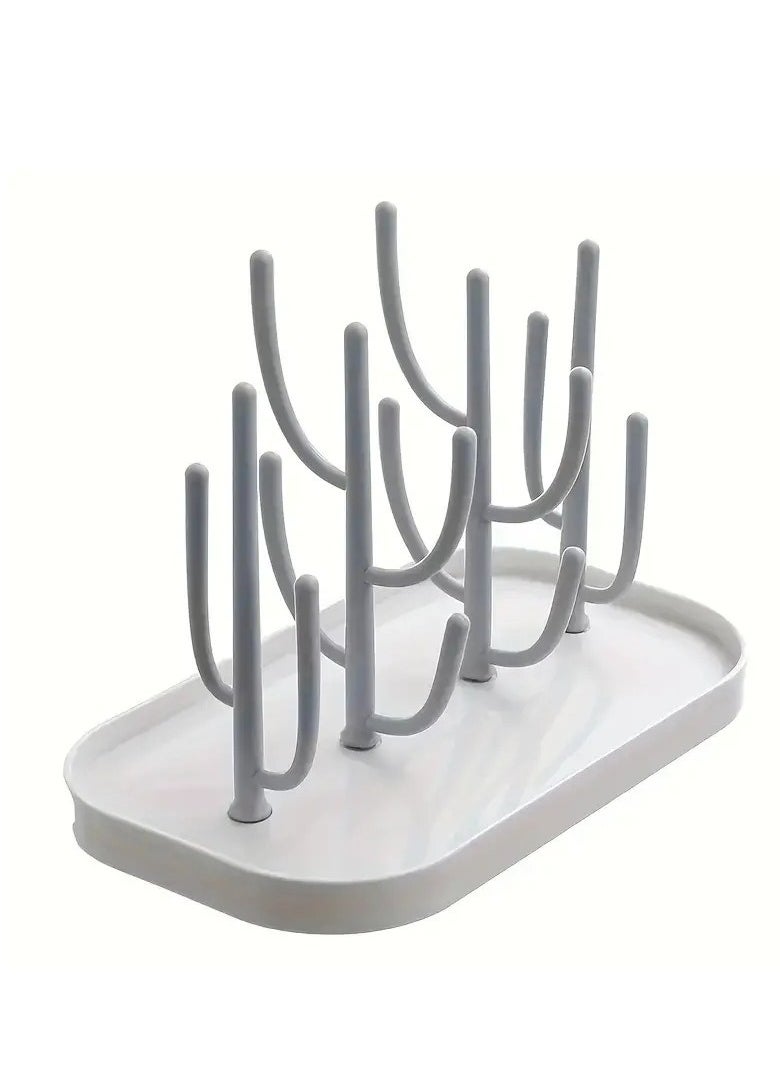Little tots Baby Tree-shaped Milk Bottle Drain Rack, Dust-proof Milk Bottle Holder, Cup Drain Rack Easte Grey Color  - Image 1