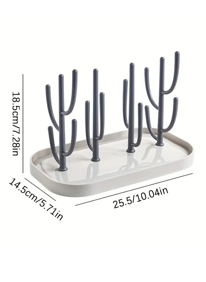 Little tots Baby Tree-shaped Milk Bottle Drain Rack, Dust-proof Milk Bottle Holder, Cup Drain Rack Easte Grey Color  - Image 2