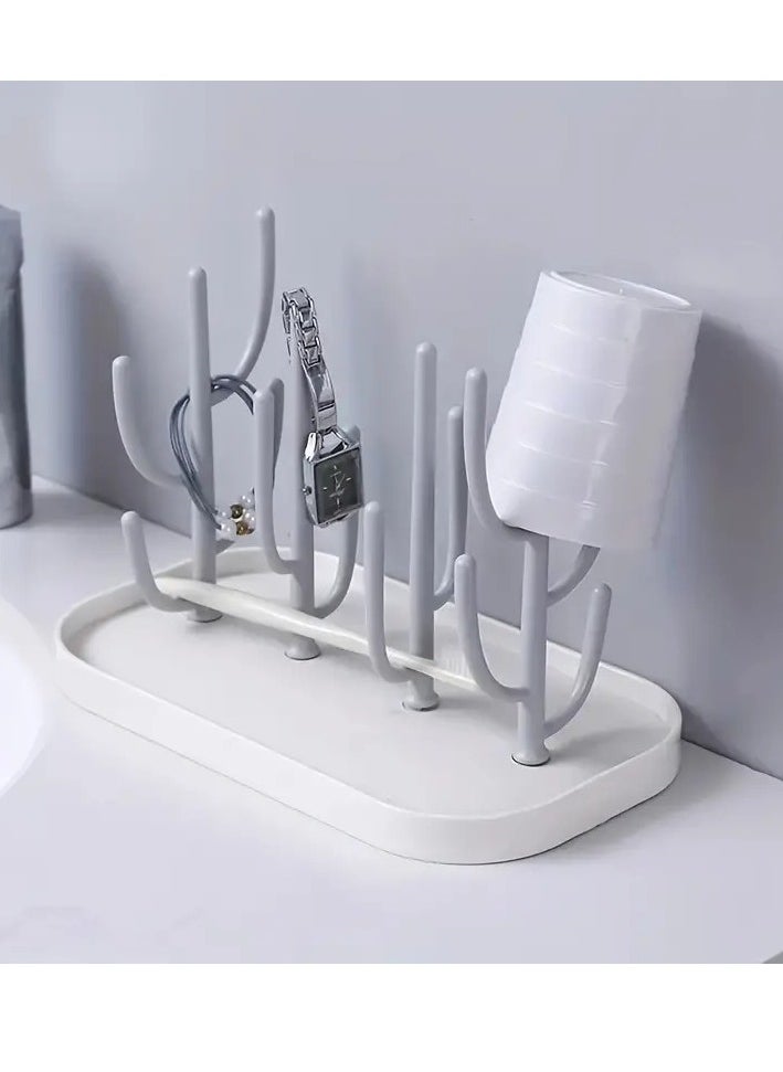 Little tots Baby Tree-shaped Milk Bottle Drain Rack, Dust-proof Milk Bottle Holder, Cup Drain Rack Easte Grey Color  - Image 3